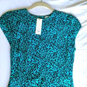 NWT! Teal leopard print midi dress